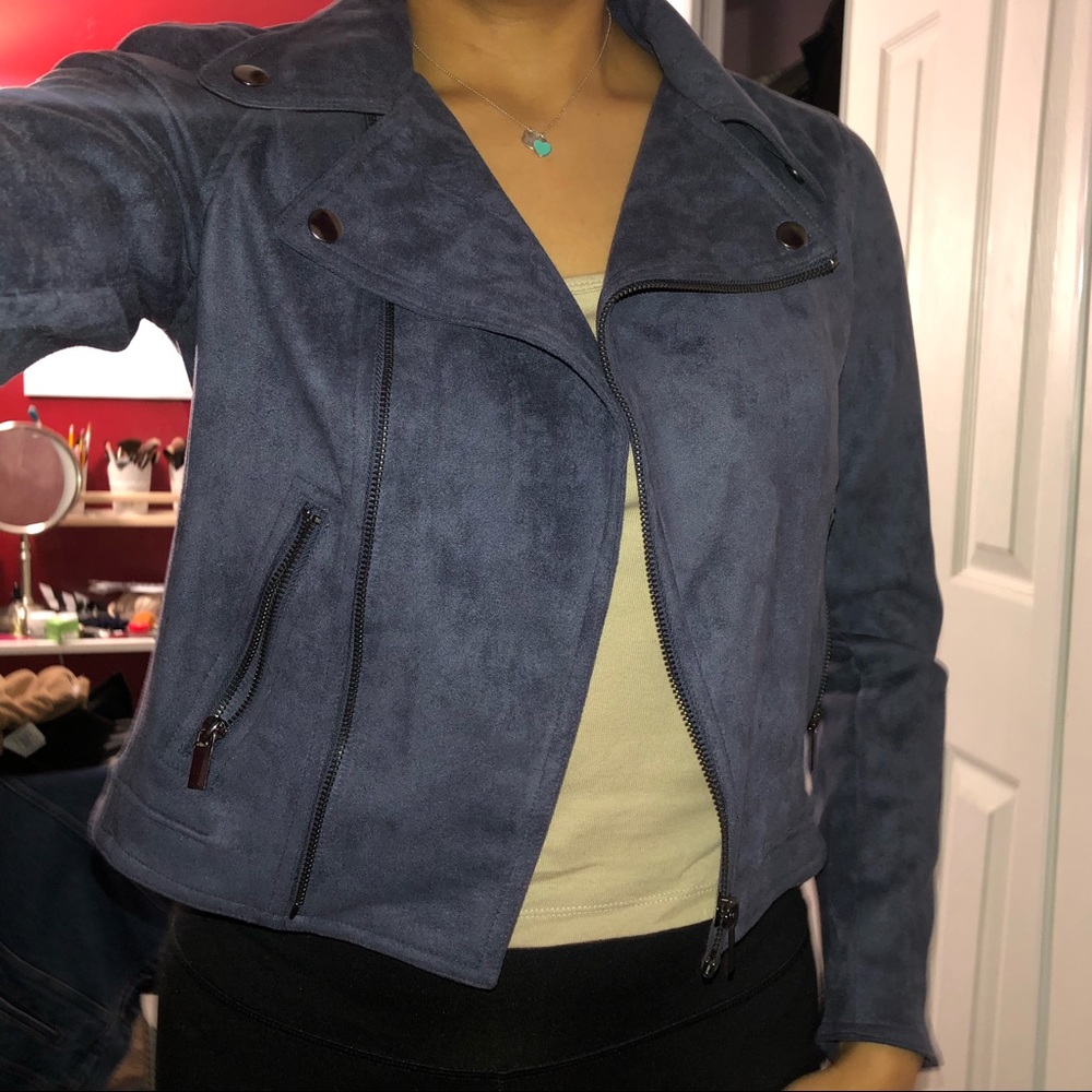 Faux suede moto jacket